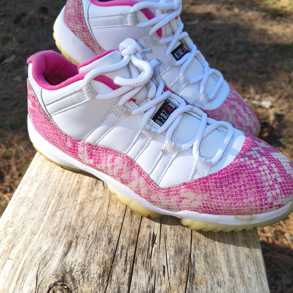 Jordan 11 Retro Low Pink Snakeskin Womens Sneakers AH7860-106 White Pink - Picture 6 of 9